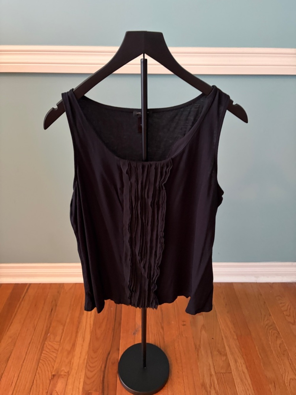 Ann Taylor Black Ruffle-Front Tank Top